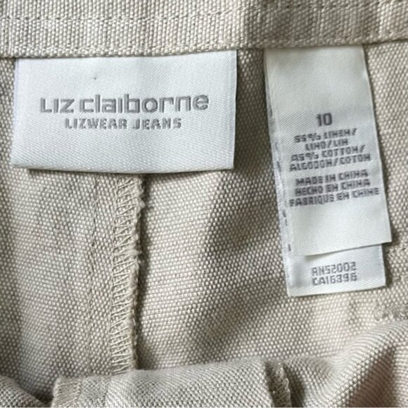 Liz Claiborne casual high waist Shorts 10 pockets zip button linen/cotton gray - Picture 11 of 12